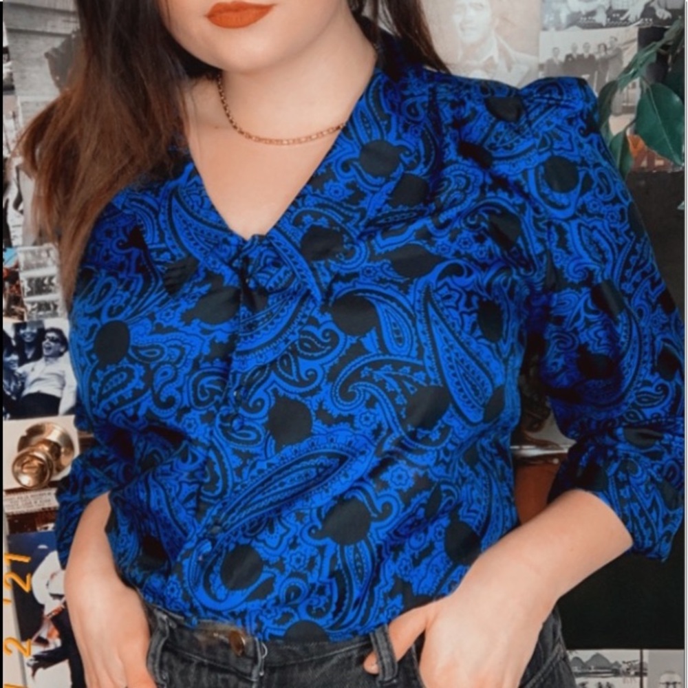 70’s 80’s Vintage Retro Polka Dot Paisley Top